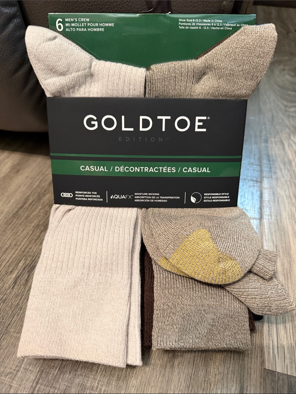 NWT GOLDTOE Edition Men’s Casual Cushion Crew Socks 6-Pack - Size 6-12.5
